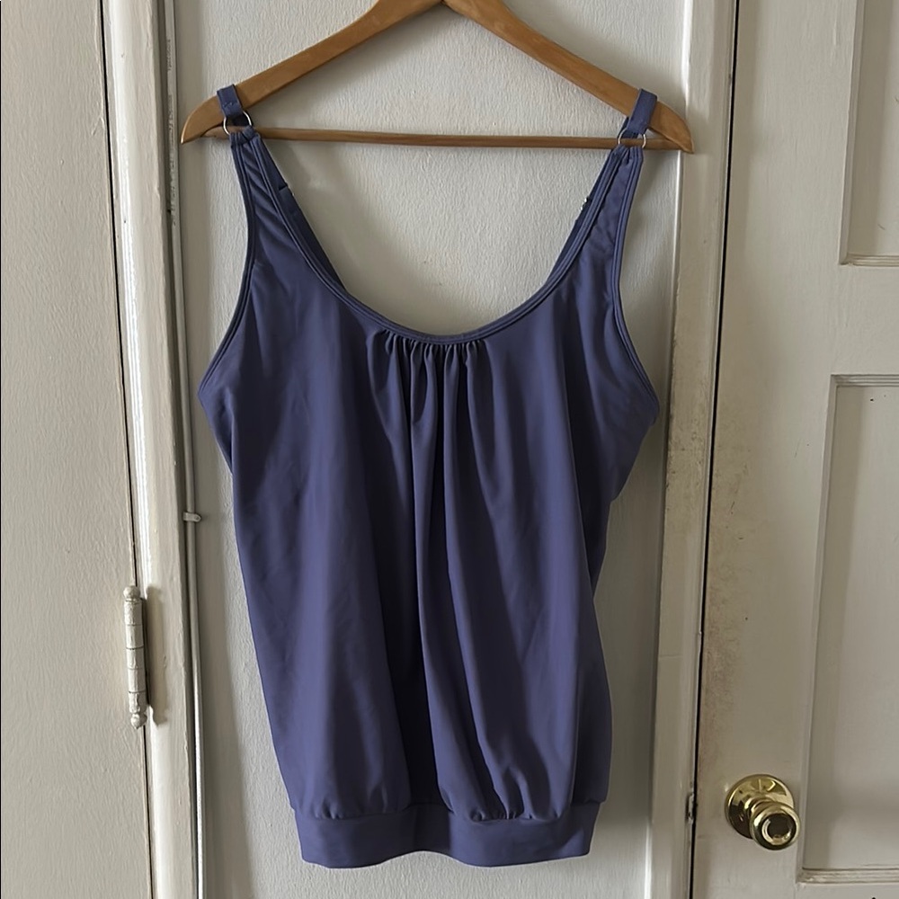 Purple blouson swim top